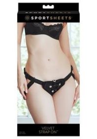 Vibrating Black Velvet Strap On